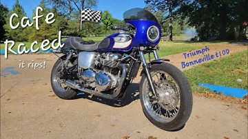 Triumph Cafe Racer build test ride!  Bonneville t100 with carbs